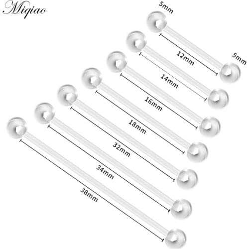 Miqiao 1pcs New Leisure Round Ball Straight Rod Threaded Tongue Nail Set Piercing Jewelry