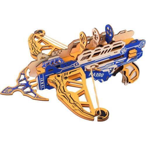 Laser Cutting DIY 3D Wooden Puzzle Assembly Kit 3 Running weapon Ice Bow Gun Toys for Children Child Boys For Christmas Gift
