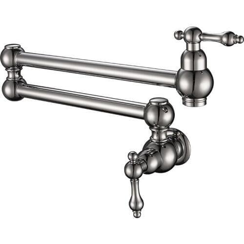 Wall Mounted Brass single cold Water Pot Filler faucet tap Double Joint Spout brushed nickel Wall Mounted Kitchen Faucet