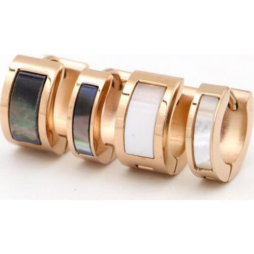 Shell Clip stud earrings Titanium Steel rose gold color Women Wedding Stud Earrings /Unisex Cheap Stud Earrings