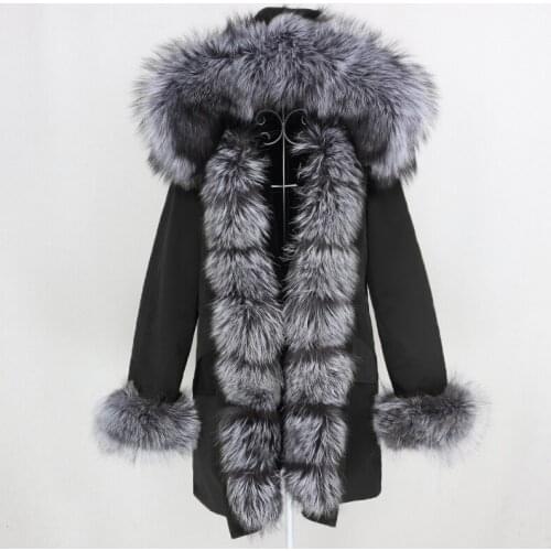 OFTBUY 2021 Real Fur Coat Winter Jacket Women Natural Fox Fur Collar Hood Long Waterproof Parka Thick Warm Removable Outerwear