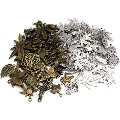 25pcs/lot Mixed Tibetan Silver Maple Leaf Charms Pendant Alloy Leaves Pendent for DIY Craft Bracelet Necklace Jewelry Making