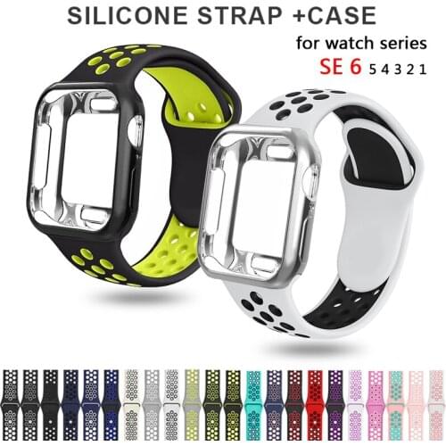 Case+strap for Apple Watch 6 Band 44mm 40mm 42mm 38mm Breathable Bracelet Wristband Correa for Apple Watch SE 3 4 5 6 Accessorie