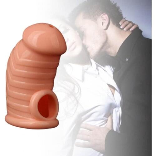 OLO Silicone Penis Corrector Elastic Skin-friendly Reusable Soft Glue Chastity Delay Ejaculation Lock Ring for Male Masturbators