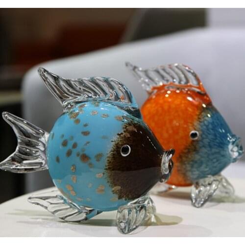 NORDIC CRYSTAL KISS FISH STATUE ANIMAL ART SCULPTURE HANDWORK LUXURIOUS GLASS CRAFT MODERN HOME DECORATIONS ORNAMENT R4711