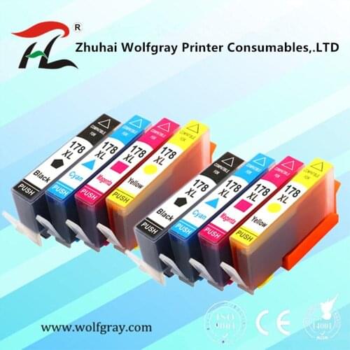 YI LE CAI 8PK compatible Ink Cartridge for HP 178 for HP178 178XL Photosmart 5510 5515 6510 7510 B109a B109n B110a Printer