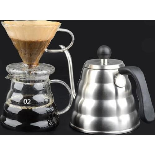 V60 coffee filter glass coffee pot 600ml With cover portafilter permanent filter coffee maker geyser dripper drip kettle espress
