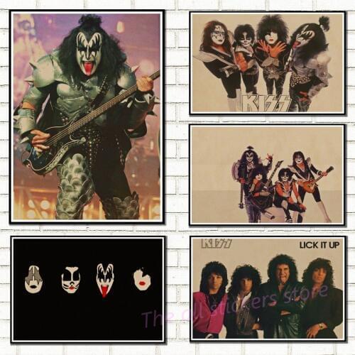 Vintage Poster Kiss band Kraft retro European and American music team star classic decorative painting retro poster/6026
