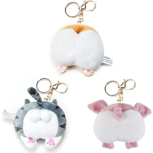 Key Chain Funny Corgi Cat Cat Pig Butt Cartoon Animal Key Chain Pendant Rust-Proof Accessories Wallet Handbag