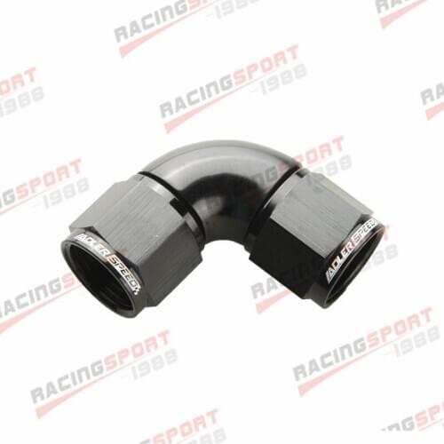 10AN To AN10 Female To Female 90 Degree Full Flow Swivel Adapter Black