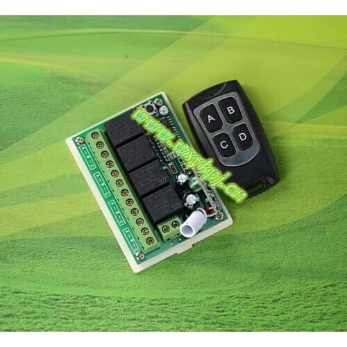 12V 4CH Receiver & 4 Buttons Transmitter Learning Code waterproof RF wireless remote control 4 buttons remote Momentary Toggle