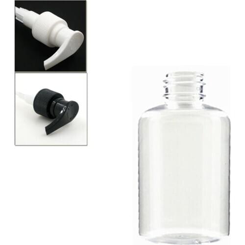 4oz/120ml empty boston round plastic bottle , clear pet bottle with black/white lock pumps