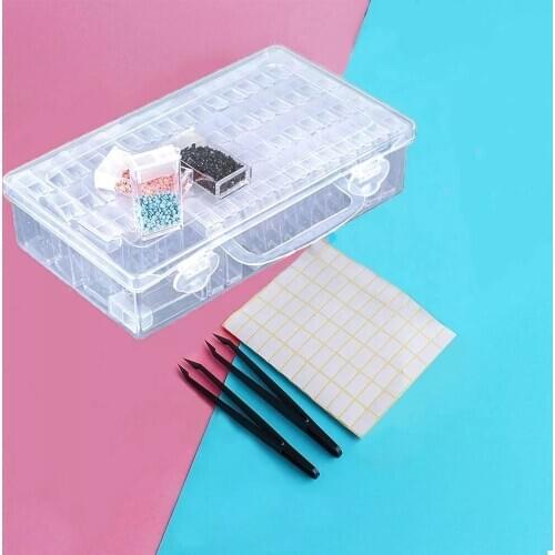 64pcs Diamond Painting Tools Beads Container Rhinestone Diamond Embroidery Storage Accessory Mosaic Convenience Box With tweezer