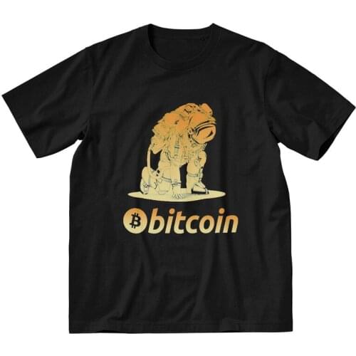 Bitcoin BTC Coin Crypto Tshirt Men Leisure Tees Top 100% Cotton T Shirt Short Sleeve Crytopcurrency Astronaut T-shirts Gift Idea