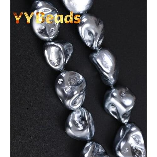 Irregular Heat Treated Silvers High Baroque Pearl Shell Beads 10x20mm Loose Spacer Beads For Jewelry Making Earring Accessories