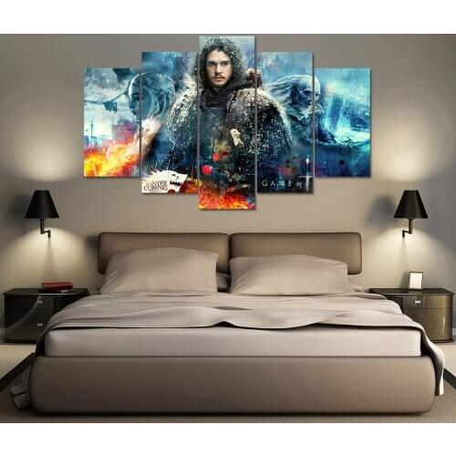 HD Prints Pictures Modern Canvas For Living Room Home Decor 5 Pieces Game Thrones Paintings Modular Wall Art Poster Framework