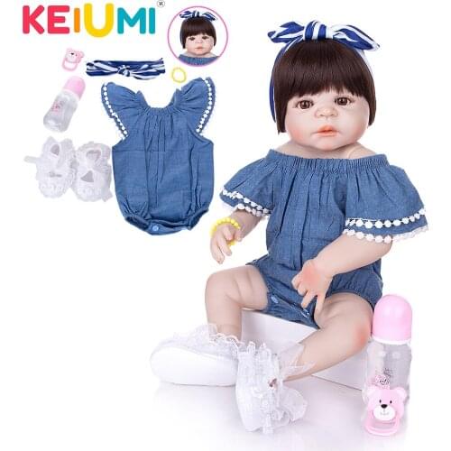 KEIUMI 23 inch Reborn Baby Doll Full Body Silicone Princess Babies Girl Real Like New Born Doll Boneca Reborn Kids Playmates