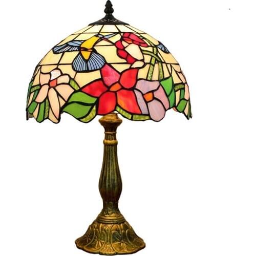 12 inch Creative retro bar art lamp Tiffany stained glass garden bird decorative lamp Bedroom bedside table lamp