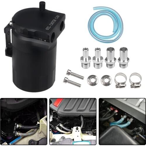 Round Aluminium Universal Oil Catch Tank Can Fuel Car Auto Aluminum Reservoir Oil Catch Tank Black 4 Colors