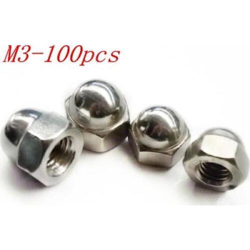 Metric M3 304 Stainless Steel Hex Head Dome Cap Protection Cover Nuts Acorn Nuts 100pcs/Lot Free Shipping