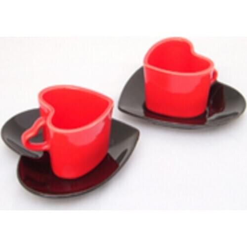 Red Rose Ceramic Couple Cups Espresso Coffee Cup Saucer Set Heart Shaped British Afternoon Tea Cups Kit 70ml