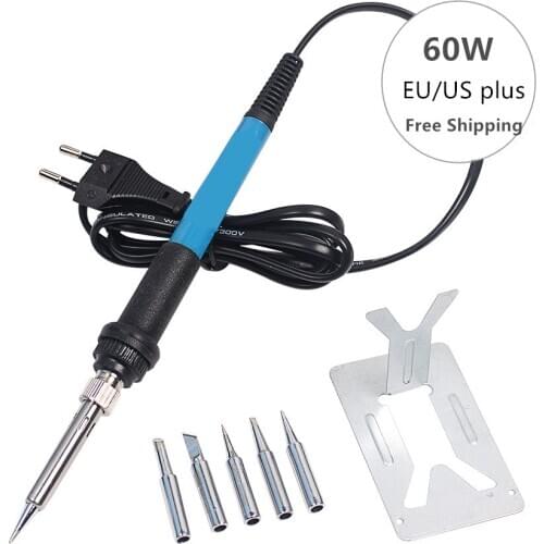 New 220V / 110V 60W Adjustable Temperature Electric Soldering Iron Welding Solder Station Heat Pencil With 5pcs Tips Hot Sale