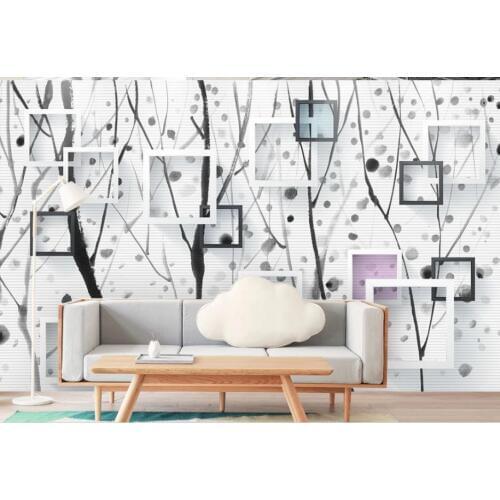 Beautiful scenery wallpapers Modern abstract ink branch art tv background wall modern wallpaper for living room