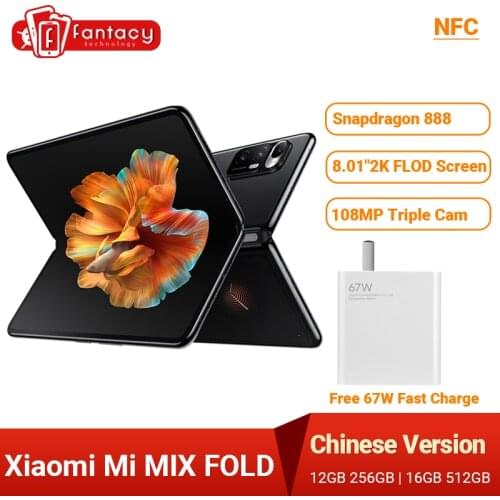 Original Xiaomi Mi MIX FOLD Snapdragon 888 Octa Core NFC 8.01"2K +Screen 67W Fast Charger 108MP Camera 5020mAh