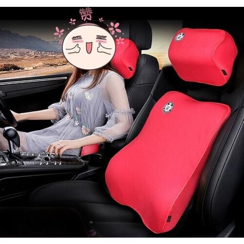 Car Headrest Neck Pillow Back Support Seat Headrest Memory Foam Cotton Chair Cover Office Auto Travel Mesh Fabric Lumbar Cushion