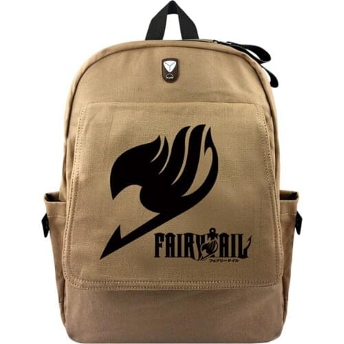 Anime Fairy Tail Casual Rucksack Fashion Backpack Teenager Cell Phone Pocket Canvas Shoulders Travel Bag Student School Bag