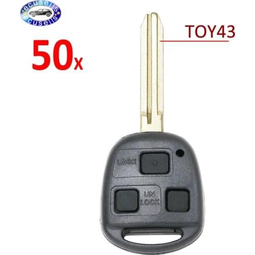 SALE ! 50 PCS/LOT, 3 Buttons Remote Key Replacement Case Shell For Prado Tarago Camry Corolla TOY43 With Pad