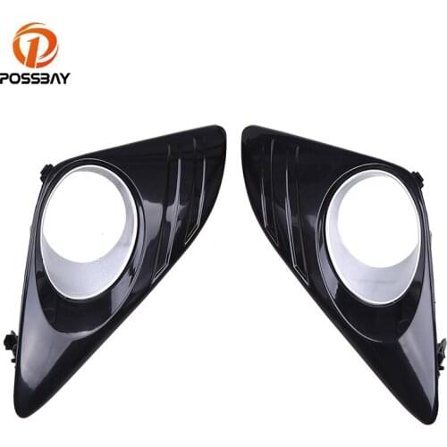 POSSBAY Black Car Lower Bumper Grilles Fog Light Grille Covers Lamp Cover Frame for Toyota Camry (XV50) XLE 2012 2013 2014