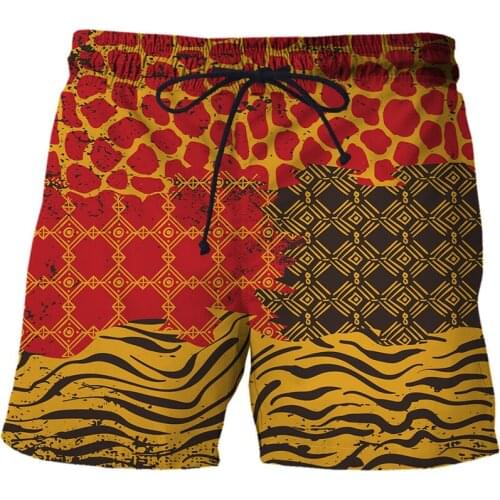 2021 Summer Men Beach Shorts Leopard Printed Splicing Mens Trunks 3D Fashion Hot Street Funny Casual Male Swimming Short Pants