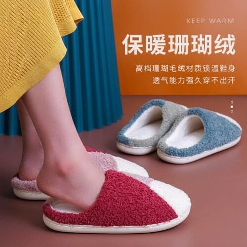 New Lovers Slippers Mens and Womens Lovely Cotton Slippers Soft Bottom Thickening Home Anti Slip Indoor Warm Cotton Slippers