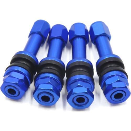 Uxcell 4Pcs Blue Bolt-in Wheel Rim Vacuum Tire Valve Stem w Dust Cap for Car Auto