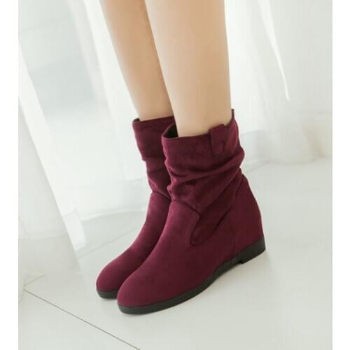 Big Size boots women shoes ankle boots for women ladies boots shoes woman winter Fold sleeve inside heighten