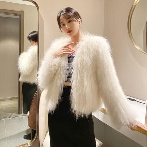 Long Sleeve Faux Fur Jackets Women Clothing Open Stitch Casual Short Fur Coats Outerwear Fluffy Jacket