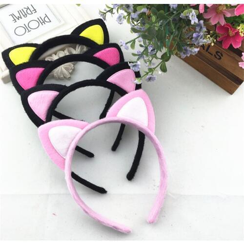 New Fashion Korea Cat Ears Fluff Headband Kawaii Cartoon Wide-brimmed Hairband Women Girls Lovely Headwear Hair Accessories