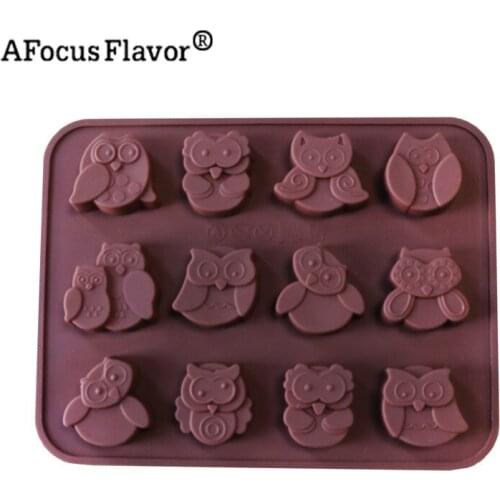 1 Pc New 12-hole Owl Shape Cake Stand Silicone forms Chocolate Cake Mold Candy Jelly Lollipop Molds Fondant Baking Tools Stencil