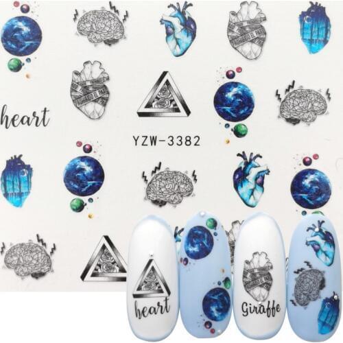 2020 NEW Designs Creative planet brain Slider Nails Sticker Water Transfer Decals Manicure Decorations Tips Nail Wraps Tools