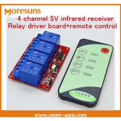 5PCS 4 CH 5V infrared receiver Relay driver board+remote control/4CH Infrared transceiver suite/infrared remote control switch