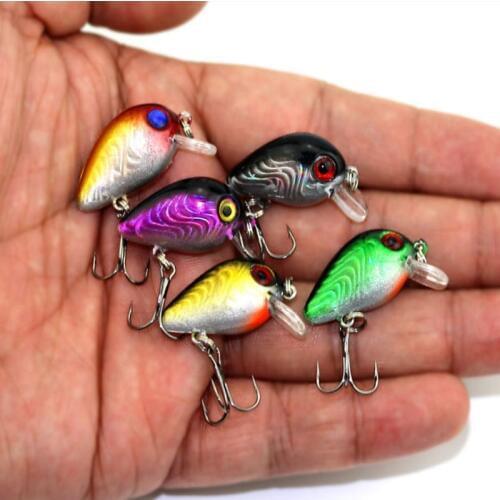 New Lot 5pcs Mini Fishing Lures Crank Bait Bass CrankBaits Tackle Hooks 3CM/1.5G