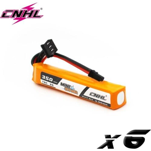 6PCS CNHL 2S Lipo Battery 350mAh 7.6V 70C MiniStar HV With PH 2.0 Plug For RC FPV Drone Mini Quadcopter Emax TinyHawk Happymodel