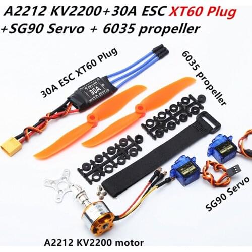 A2217 2217 1100KV / 1250KV / 2300KV Brushless Motor + 40A ESC + SG90 Servo + 6040/8060/1060 Prop for RC High Speed Fixing Wing