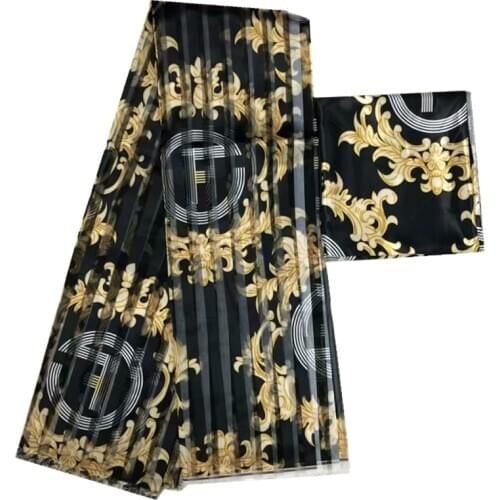 African silk fabric 2019 High quality african fabric Organza silk pattern digital printed satin silk fabric for dress