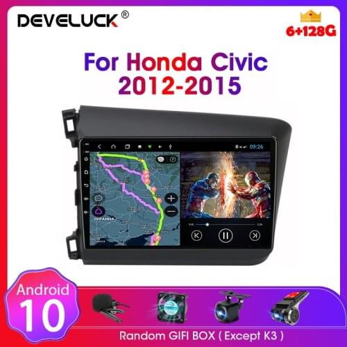 For Honda Civic 2012-2015 Android Car Radio 2 Din GPS navigation Multimedia Video Player RDS DSP 4G DVD Screen Floating stereo