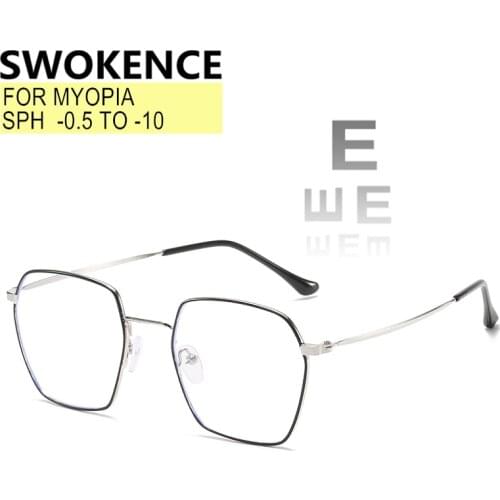 Myopia Glasses Filling Prescription -0.5 to -10 Women Men Alloy Frame Nearsighted Spectacles Anti Blue Ray Photochromic F047