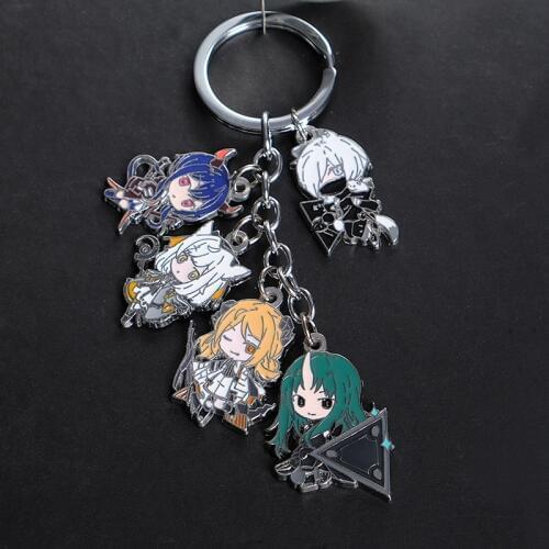Arknights 5 In 1 Keychain Car Key Ring holder Alloy Cartoon Figure Model Pendent Trinkets Cosplay Accessories Gift