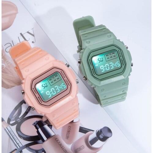Newest Fashion Multifunction Watch Pink Silicone Womens Wristwatch Led Electronic Women Digital Watches Sport Woman Clock Reloj