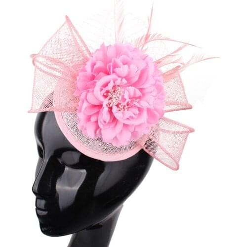 Elegant Ladies Sinamay Foral Fascinator Hats Feather Millinery For Women Occasion Church Race Hats Party Headwear Accessories